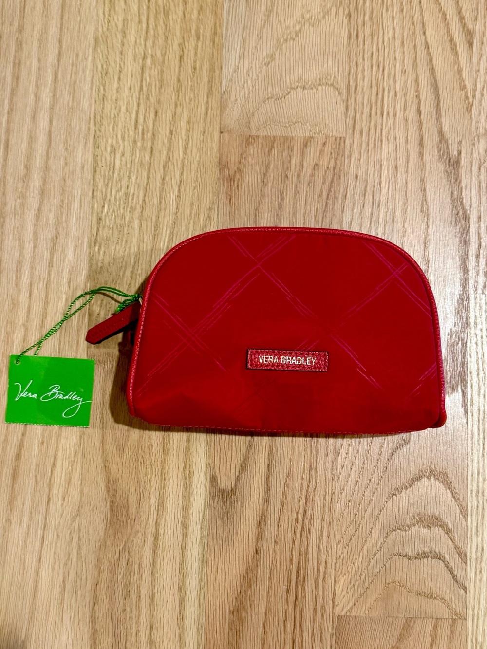 NEW Vera Bradley Preppy Poly Tango Red Cosmetic Pouch NWT